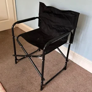 2 Folding Directors Camping Chairs Black and Lime Green