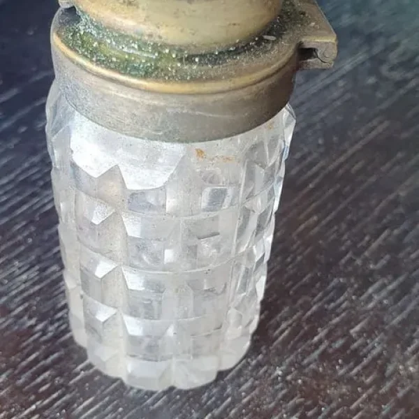 Vintage glass and metal salt cellar
