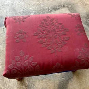 Vintage Queen Anne Style Upholstered Footstool - Image 3