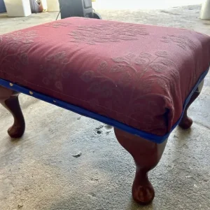 Vintage Queen Anne Style Upholstered Footstool - Image 4