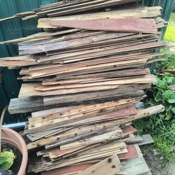 Chopped up old shed for burning