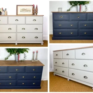 4.5ft large sideboard with 9 deep drawers solid pine