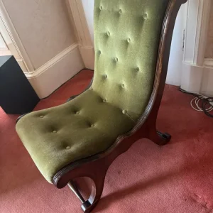 Antique green velvet chair - Image 2