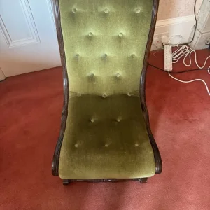 Antique green velvet chair