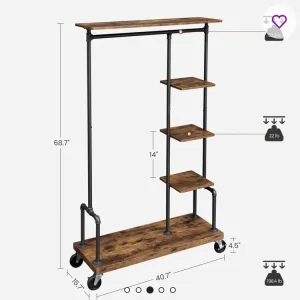 Wardrobe with shelves and clothes rack - Image 3