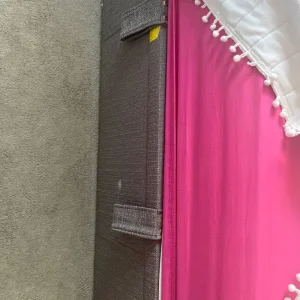 Grey double bed with built-in TV and storage - Image 4