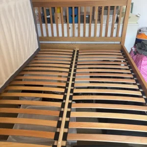 Oak double bedstead and Simba mattress - Image 2