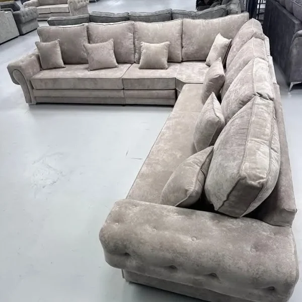 Verona Sofa Set – 3+2 Seater Corner Sofa with Velvet Seats