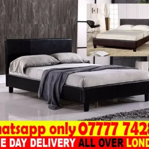 LEATHER BED AND MATTRESS SET – SINGLE, SMALL DOUBLE, DOUBLE - Image 2