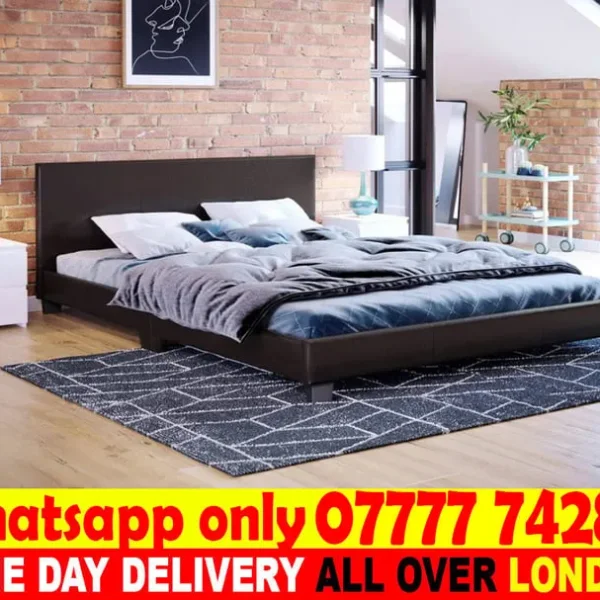 LEATHER BED AND MATTRESS SET – SINGLE, SMALL DOUBLE, DOUBLE