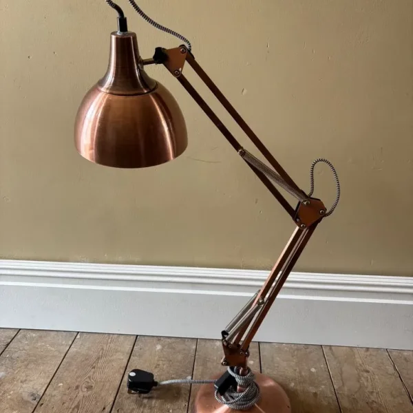 Copper anglepoise lamp