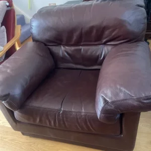 Real leather sofa and armchair - Image 7