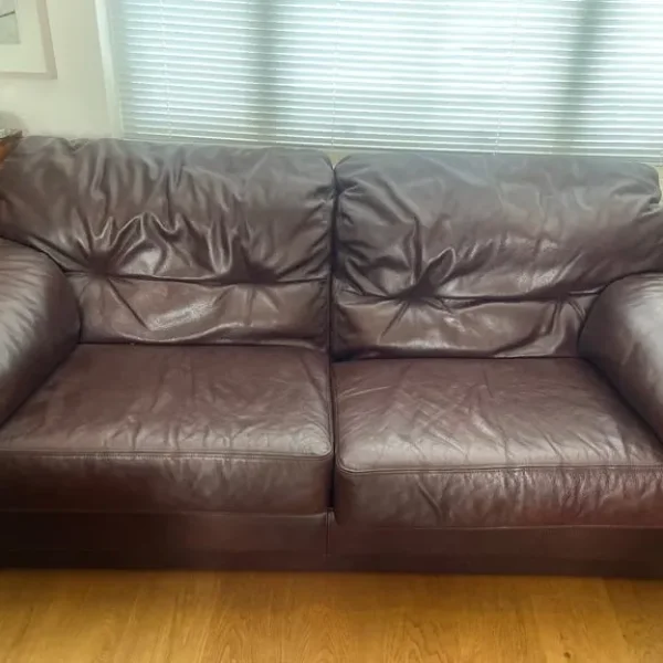 Real leather sofa and armchair