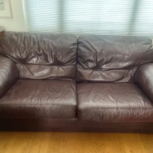Real leather sofa and armchair