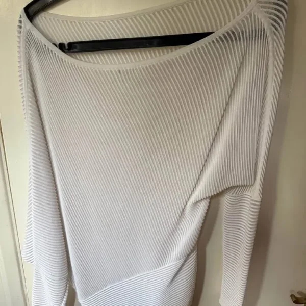Reiss white asymmetric semi-sheer top size UK10/M