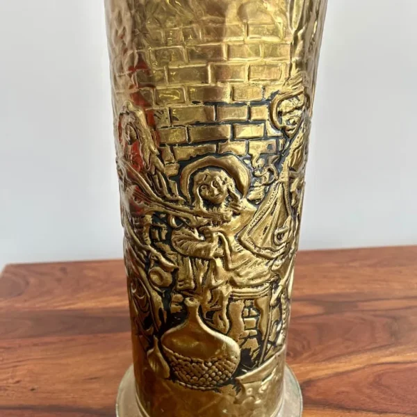 Vintage Embossed Brass Umbrella Stand