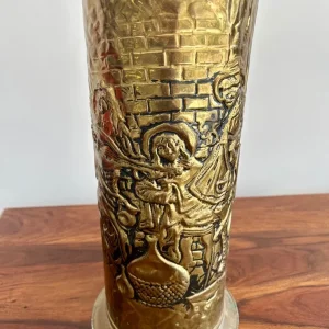 Vintage Embossed Brass Umbrella Stand