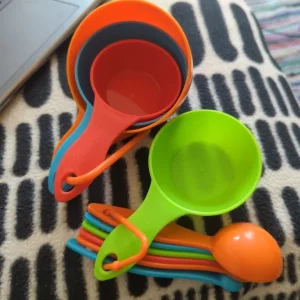 Colourful set of measuring cups and spoons