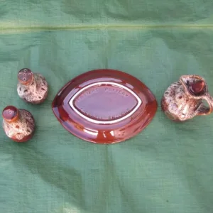 Fosters Pottery Cornwall 3-Piece Honeycomb Drip Glaze Cruet Set - Image 3