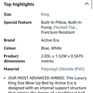 Active Era Elevated King Size Air Bed - NEW - Image 4