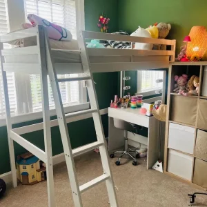 White wooden single bed frame - Image 4