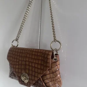 Russell & Bromley Sensor Chain Shoulder Bag in Brown Croc Leather - Image 4