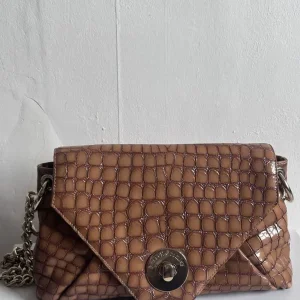 Russell & Bromley Sensor Chain Shoulder Bag in Brown Croc Leather
