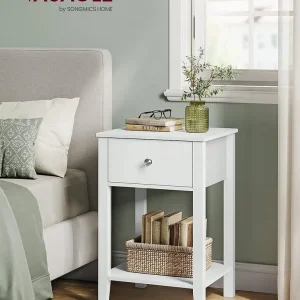 2 VASAGLE Bamboo Bedside Tables with Storage and Shelf - Image 2