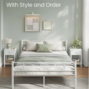2 VASAGLE Bamboo Bedside Tables with Storage and Shelf - Image 3
