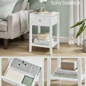 2 VASAGLE Bamboo Bedside Tables with Storage and Shelf - Image 5