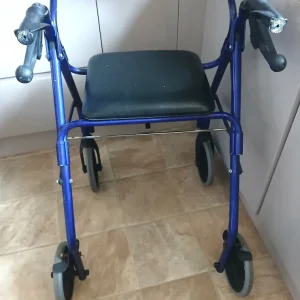 Folding push trolley with brakes and seat