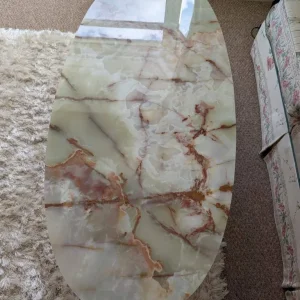 Vintage Onyx Marble and Brass Coffee Table - Image 2