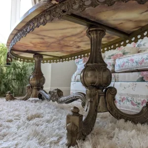 Vintage Onyx Marble and Brass Coffee Table - Image 3