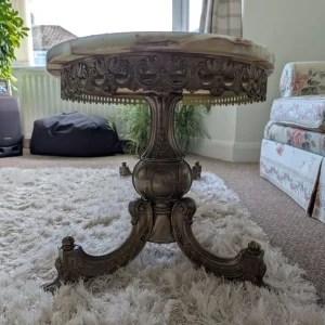 Vintage Onyx Marble and Brass Coffee Table - Image 5