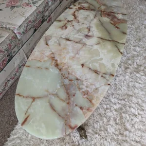 Vintage Onyx Marble and Brass Coffee Table - Image 7