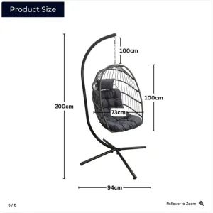 Rattan Hanging Egg Chair Hammock with Rotatable Cushions - Image 3