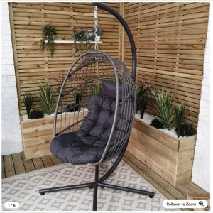 Rattan Hanging Egg Chair Hammock with Rotatable Cushions - Image 5