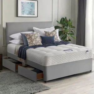 4ft6 Double Divan Bed with Plain Headboard and Mattress