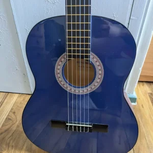 Blue full-size classical guitar with bag and strings - Image 2