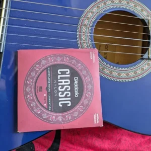 Blue full-size classical guitar with bag and strings - Image 6