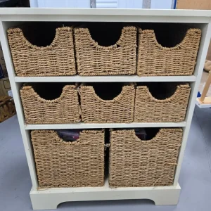 Cream wicker unit