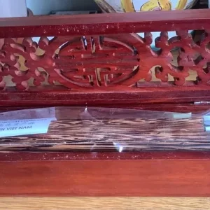 Carved Rosewood Box with 10 Pairs of New Chopsticks - Image 4