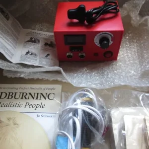 Wood burning kit with digital display and practice boards