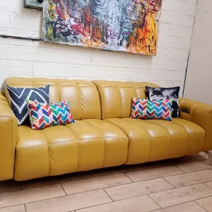 Natuzzi Editions Portento 3-seater mustard leather sofa - Image 2