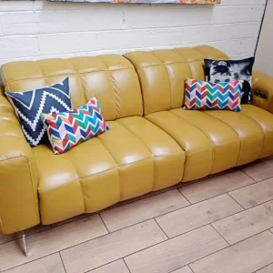 Natuzzi Editions Portento 3-seater mustard leather sofa - Image 4