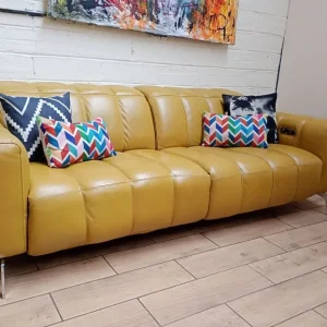 Natuzzi Editions Portento 3-seater mustard leather sofa - Image 8