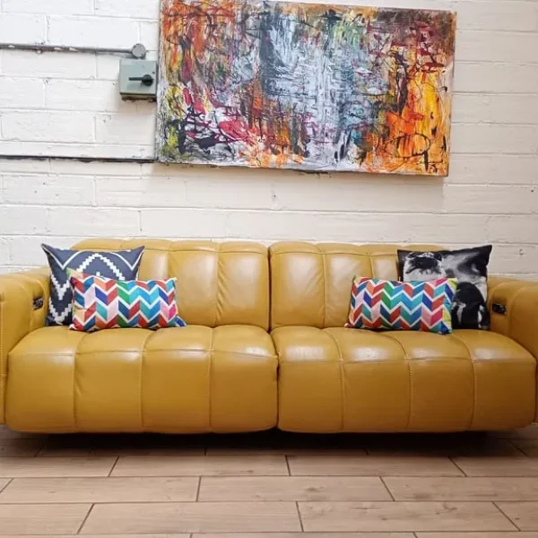 Natuzzi Editions Portento 3-seater mustard leather sofa