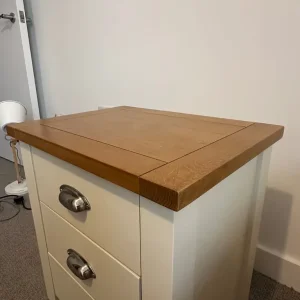 Beige Wood Bedside Table with Natural Top - Image 2