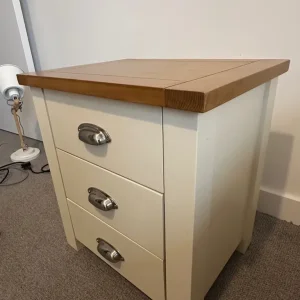 Beige Wood Bedside Table with Natural Top - Image 3