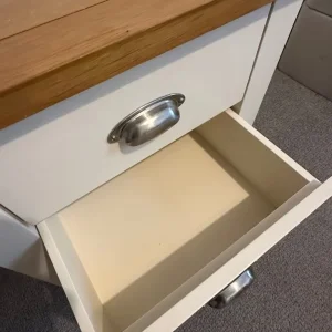 Beige Wood Bedside Table with Natural Top - Image 4